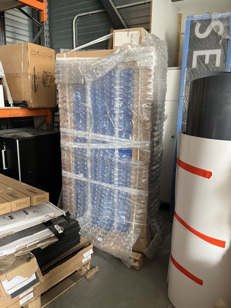 casier triple bleu et gris