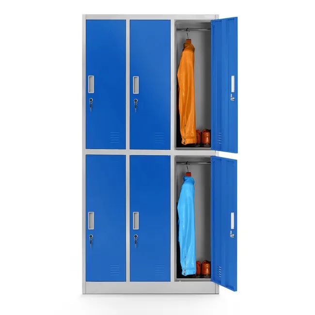 casier triple bleu et gris